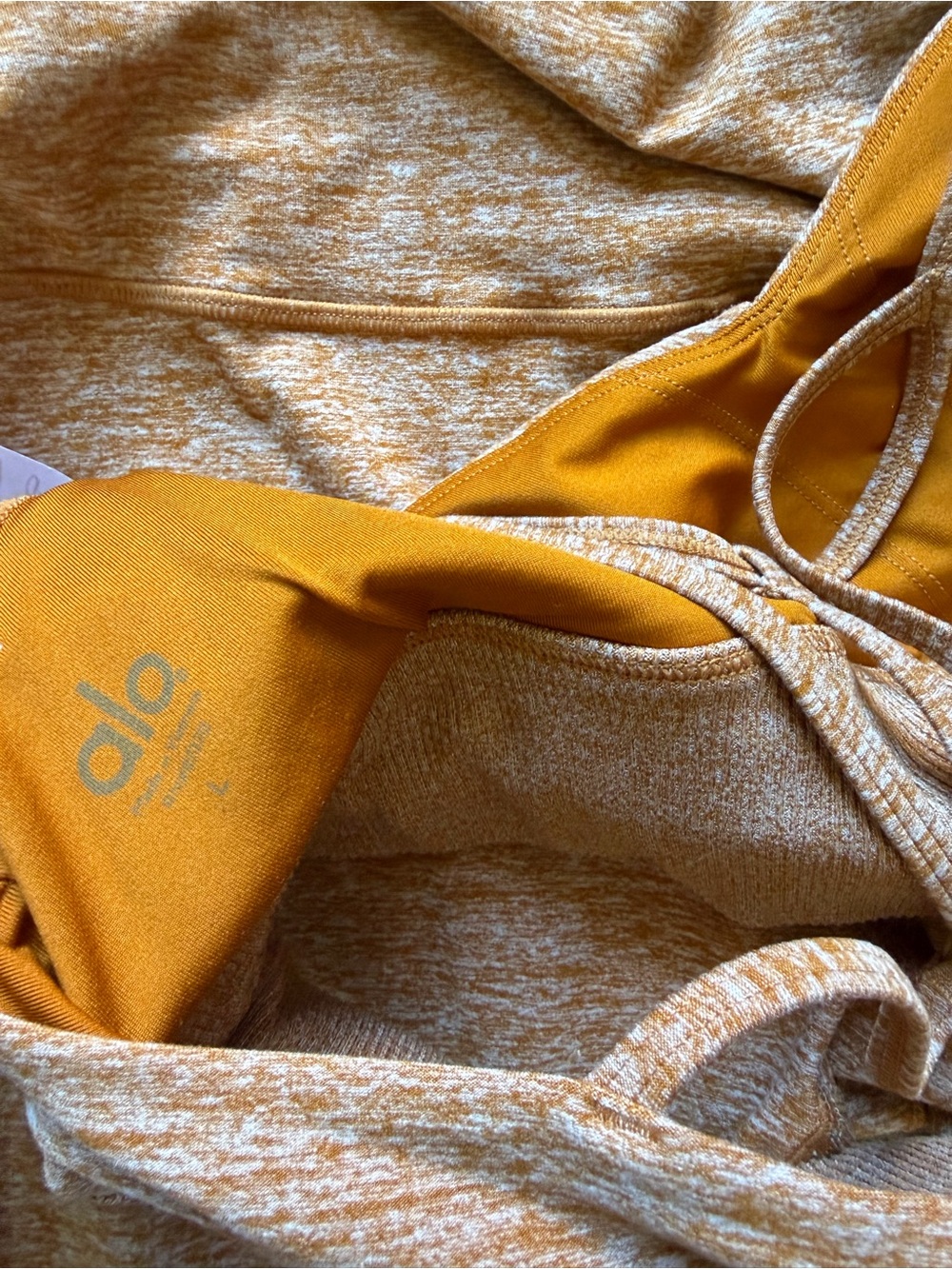 ALO Yoga Two-Piece High-Waist Legging and Strappy Bra Set in Camel/Golden Brown - Picture 4 of 4